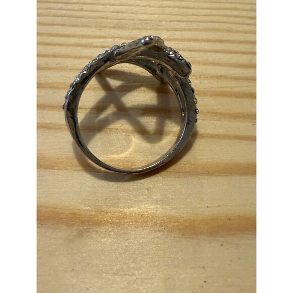 Star Rhinestone Silver Tone Adjustable Ring - Picture 6 of 8